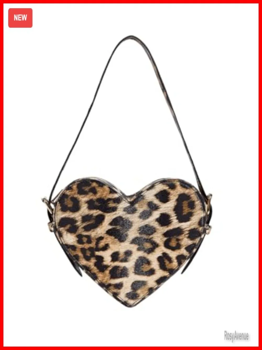 Y2K Heart Shape Leopard Print Top Handle Tote Mini Clutch Purse